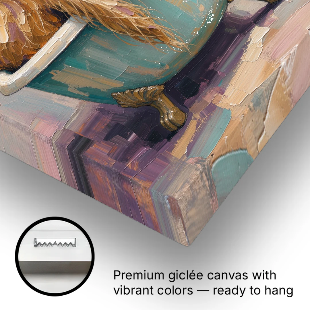 Cow in Bathtub Wall Art with a Backward Glance - Canvas Wall Art - Gallery Wrap Corner