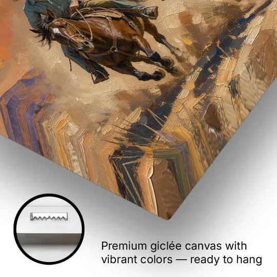 Cowboy Painting of Three Riders Out of the Dust - Canvas Wall Art - Gallery Wrap Corner