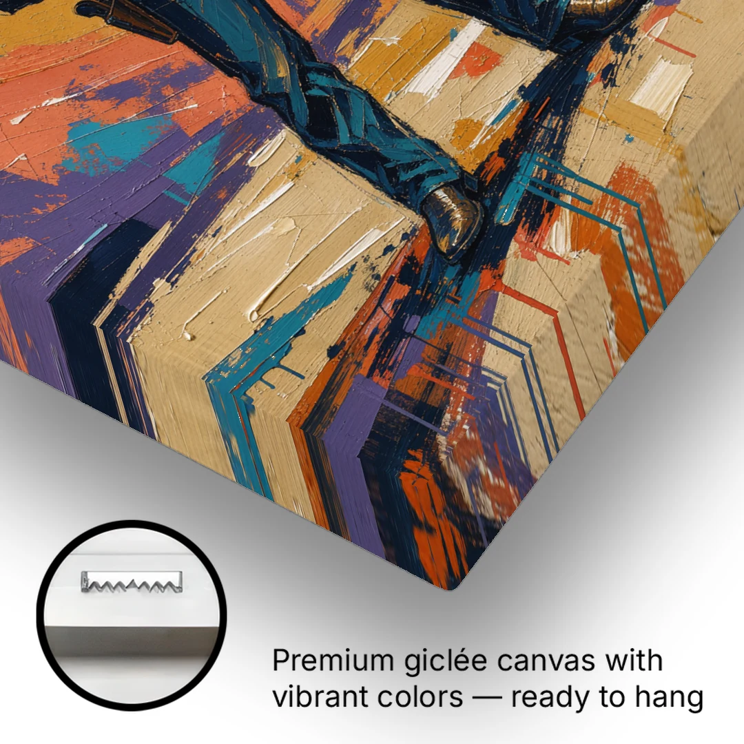 Cowboy Wall Art with Gunslinger and Golden Sun - Canvas Wall Art - Gallery Wrap Corner