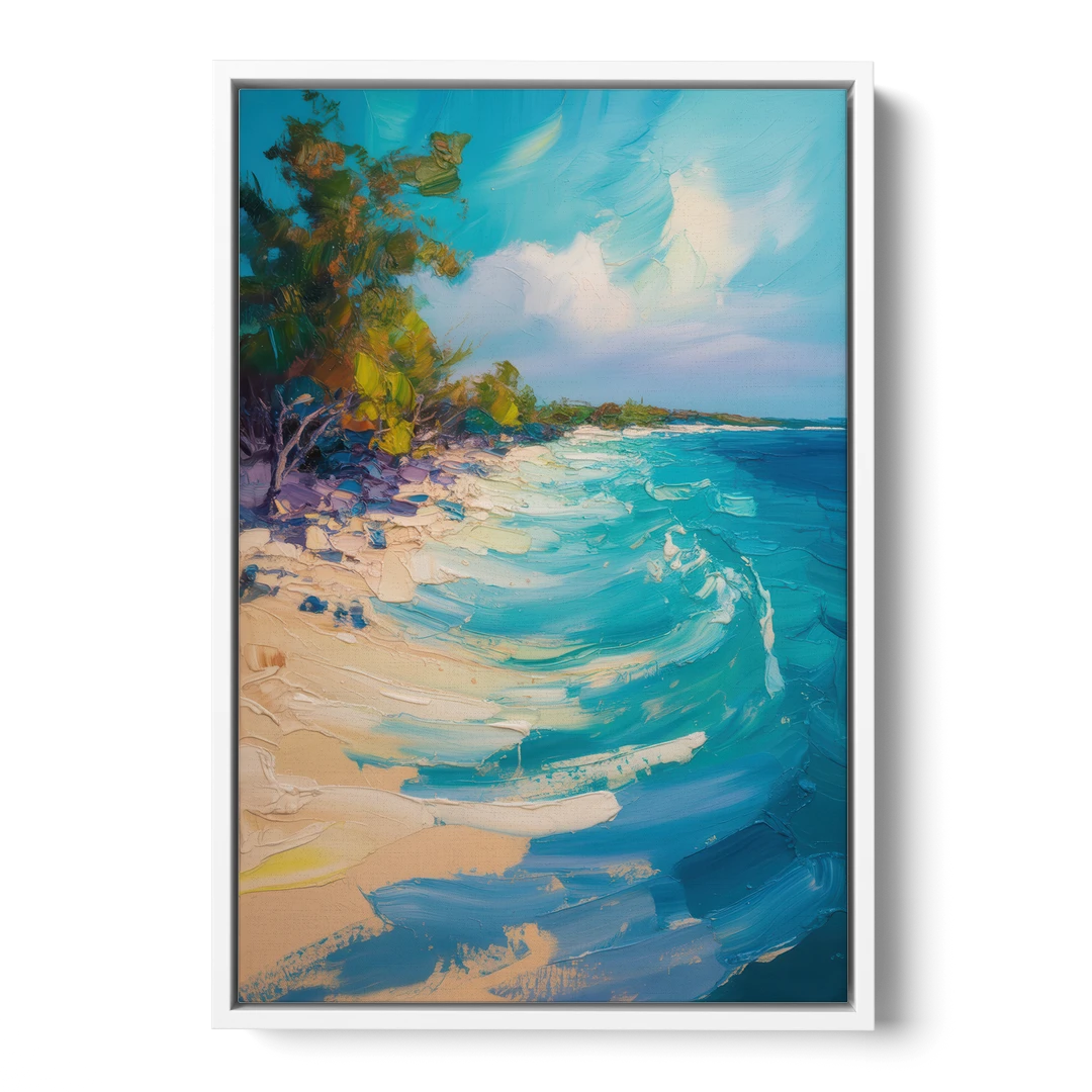 Cozumel Turquoise Coast - White Framed Canvas Wall Art - Front