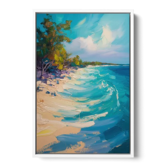 Cozumel Turquoise Coast - White Framed Canvas Wall Art - Front