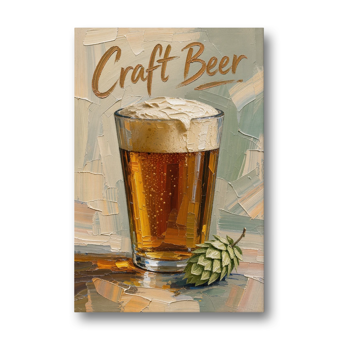 Craft Beer Wall Art with a Foamy Amber Pint - Canvas Wall Art - Front