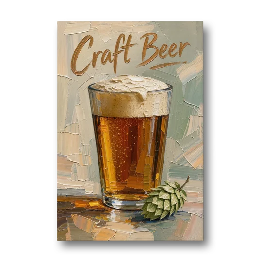 Craft Beer Wall Art with a Foamy Amber Pint - Canvas Wall Art - Front
