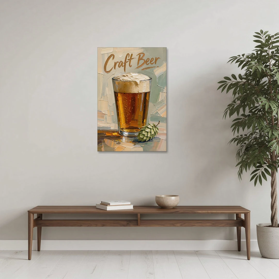 Craft Beer Wall Art with a Foamy Amber Pint - Canvas Wall Art - Coffee Table - 24x36