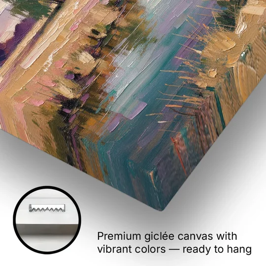 Creek Painting Winding Through a Summer Meadow - Canvas Wall Art - Gallery Wrap Corner