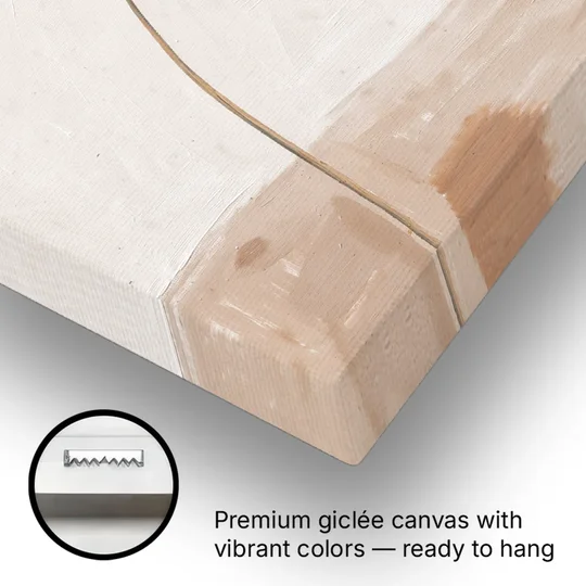 Crescent Moon Painting with a Bowing Grass Stem - Canvas Wall Art - Gallery Wrap Corner