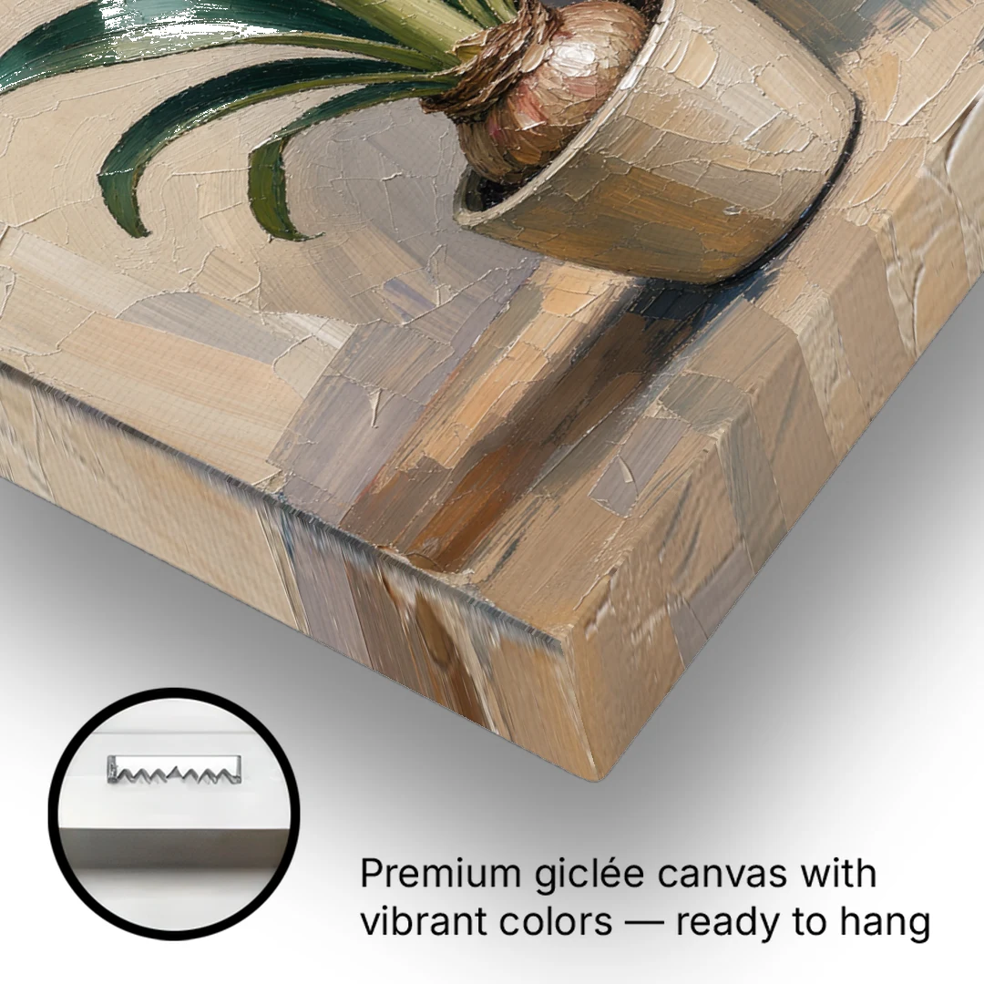 Crimson Amaryllis Flower in a Cream Pot - Canvas Wall Art - Gallery Wrap Corner