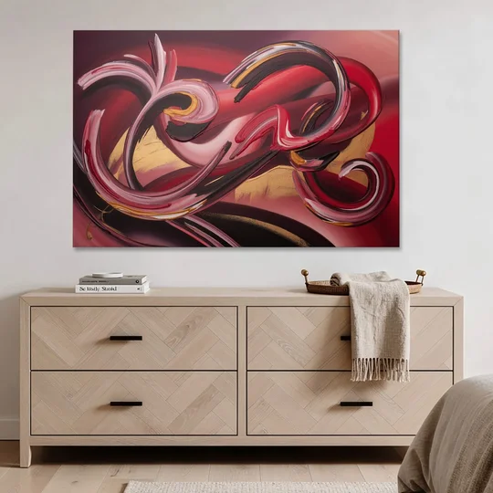 Crimson Whirlwind Red Abstract - Canvas Wall Art - Coffee Table - 60x40