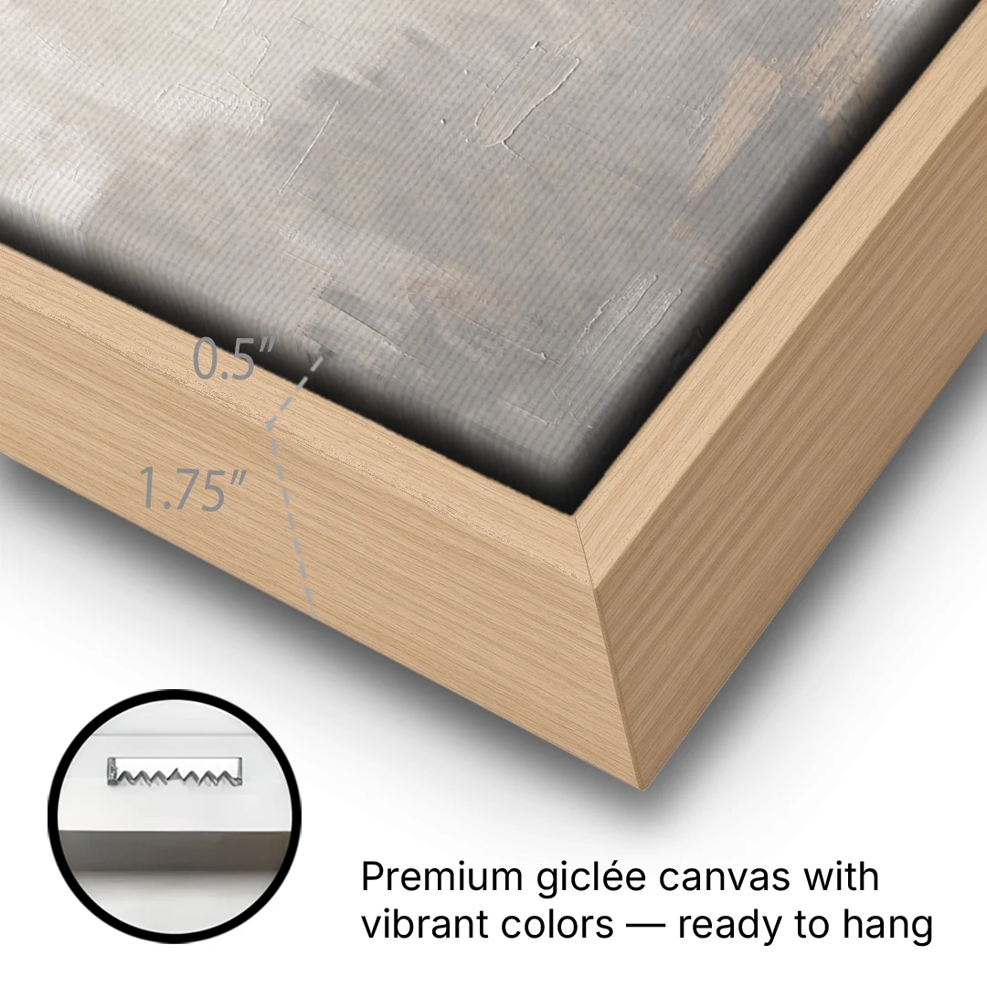 Cross Canvas Painting of Light Through Plaster - Oak Framed Canvas Wall Art - Gallery Wrap Corner