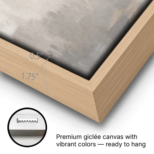 Cross Canvas Painting of Light Through Plaster - Oak Framed Canvas Wall Art - Gallery Wrap Corner