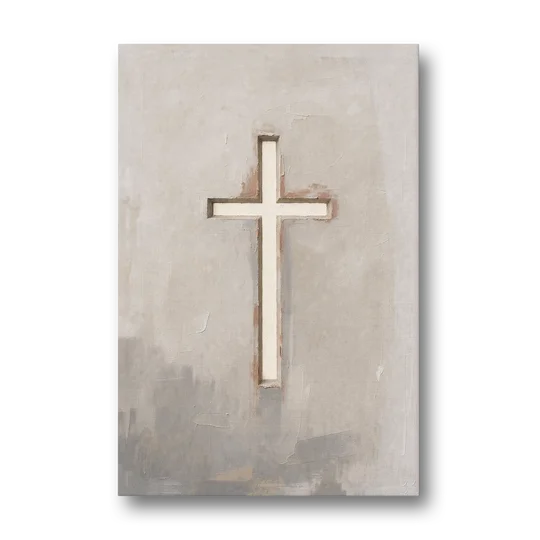 Cross Canvas Painting of Light Through Plaster - Canvas Wall Art - Front