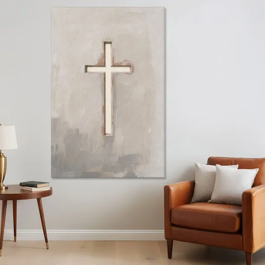 Cross Canvas Painting of Light Through Plaster - Canvas Wall Art - Sofa - 40x60