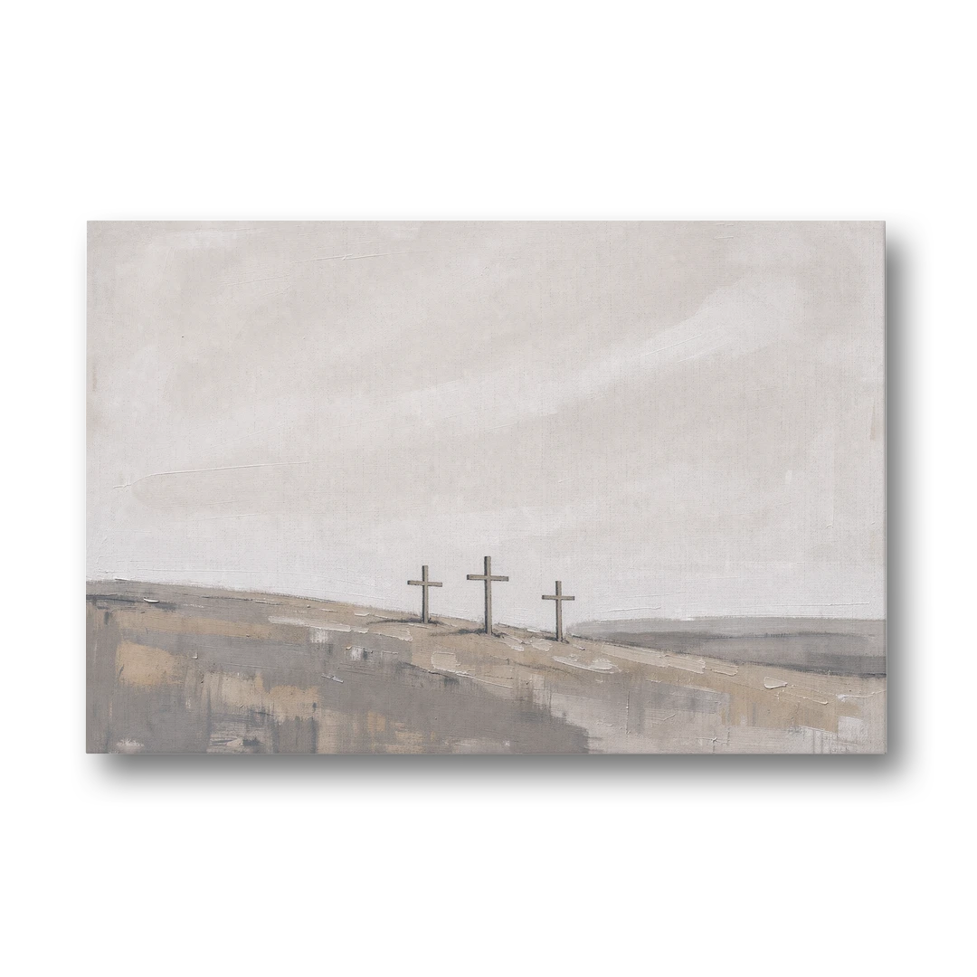 Cross Wall Art of Calvary Under a Quiet Sky - Canvas Wall Art - Front