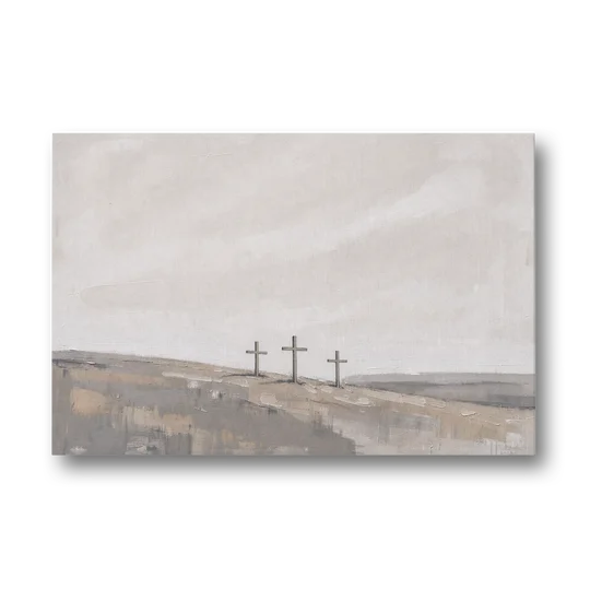 Cross Wall Art of Calvary Under a Quiet Sky - Canvas Wall Art - Front