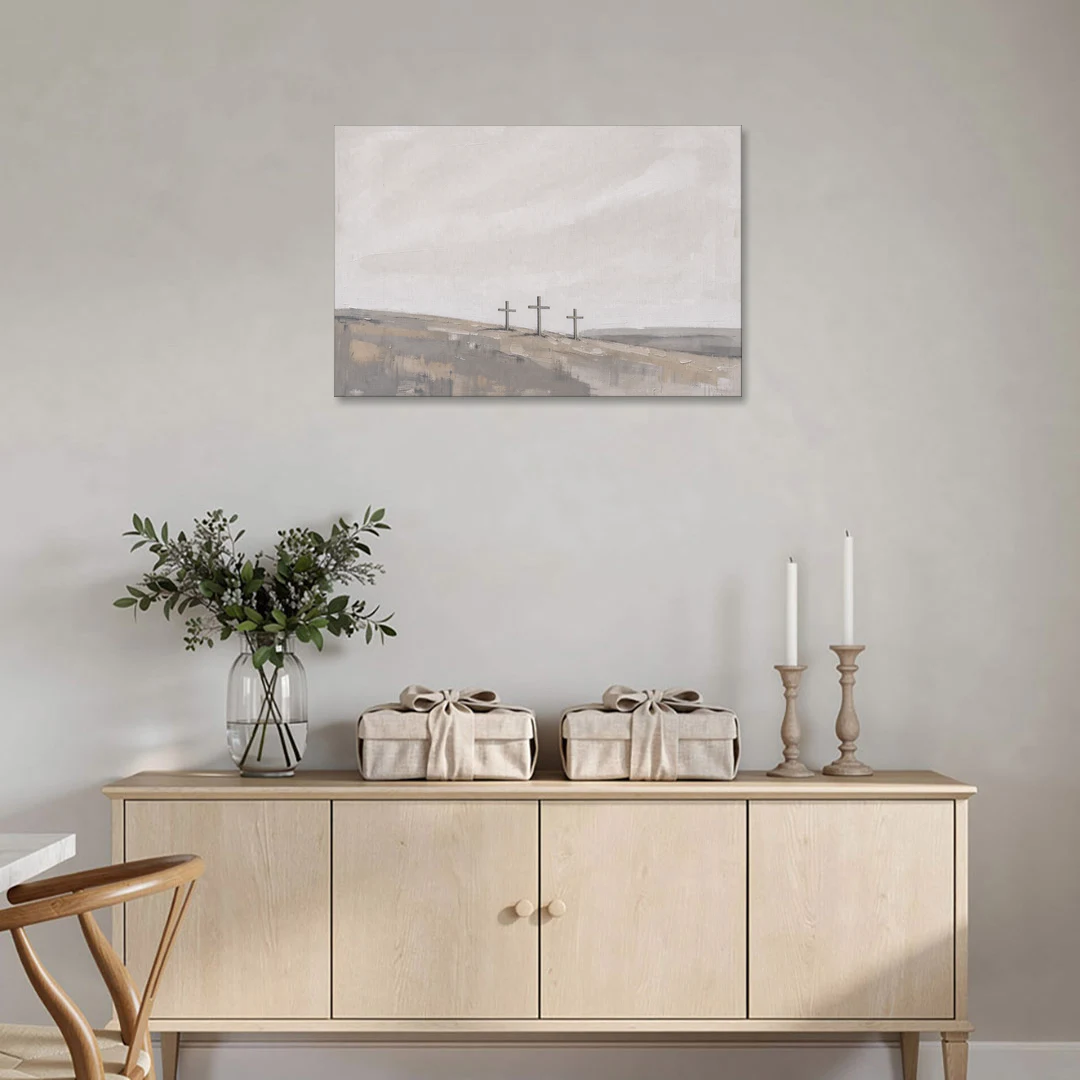 Cross Wall Art of Calvary Under a Quiet Sky - Canvas Wall Art - Coffee Table - 36x24