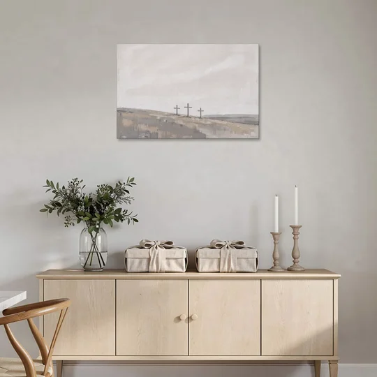 Cross Wall Art of Calvary Under a Quiet Sky - Canvas Wall Art - Coffee Table - 36x24