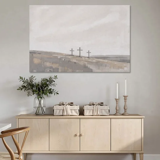 Cross Wall Art of Calvary Under a Quiet Sky - Canvas Wall Art - Coffee Table - 60x40
