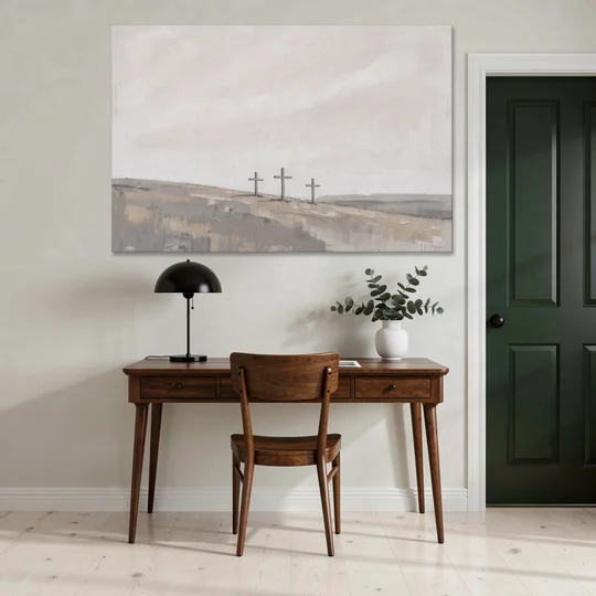 Cross Wall Art of Calvary Under a Quiet Sky - Canvas Wall Art - Office - 60x40