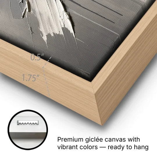 Crossed Black and White Knife Strokes for the Executive Office - Oak Framed Canvas Wall Art - Gallery Wrap Corner