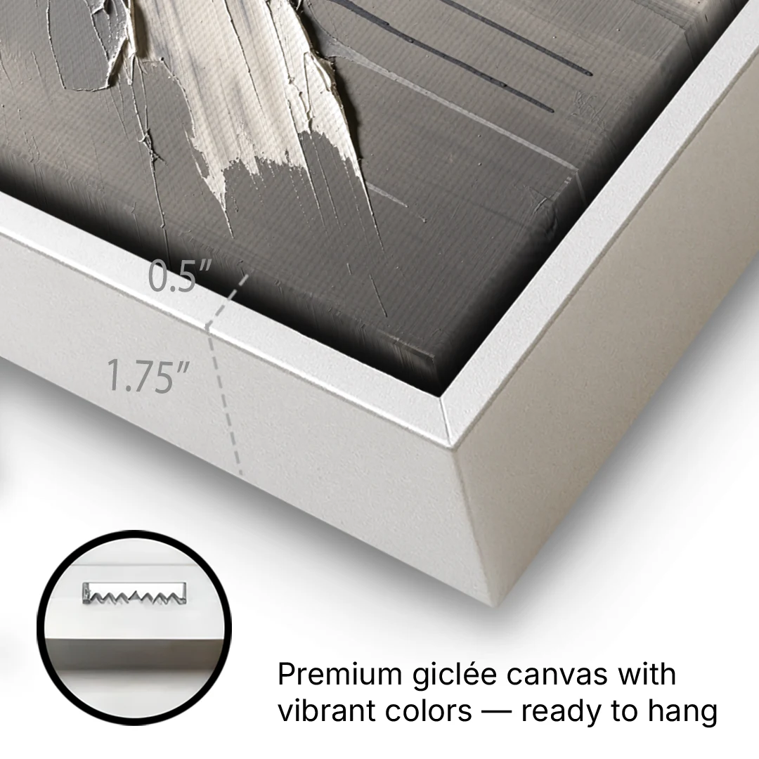 Crossed Black and White Knife Strokes for the Executive Office - White Framed Canvas Wall Art - Gallery Wrap Corner