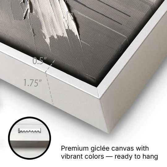 Crossed Black and White Knife Strokes for the Executive Office - White Framed Canvas Wall Art - Gallery Wrap Corner