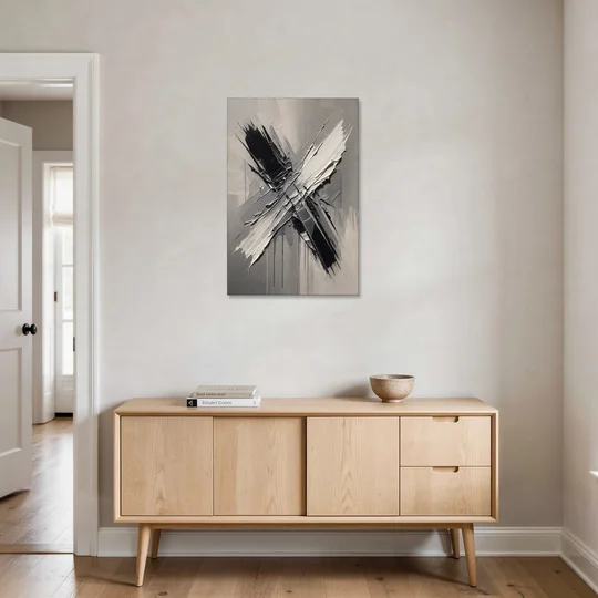 Crossed Black and White Knife Strokes for the Executive Office - Canvas Wall Art - Coffee Table - 24x36