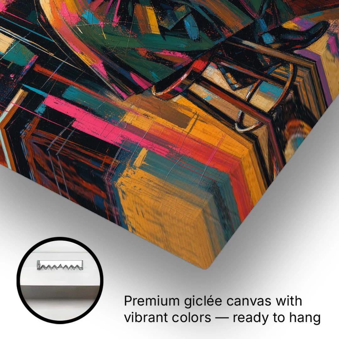 Cubism Wall Art of a Lone Whiskey Drinker - Canvas Wall Art - Gallery Wrap Corner