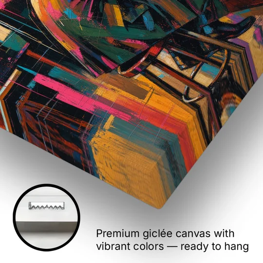 Cubism Wall Art of a Lone Whiskey Drinker - Canvas Wall Art - Gallery Wrap Corner