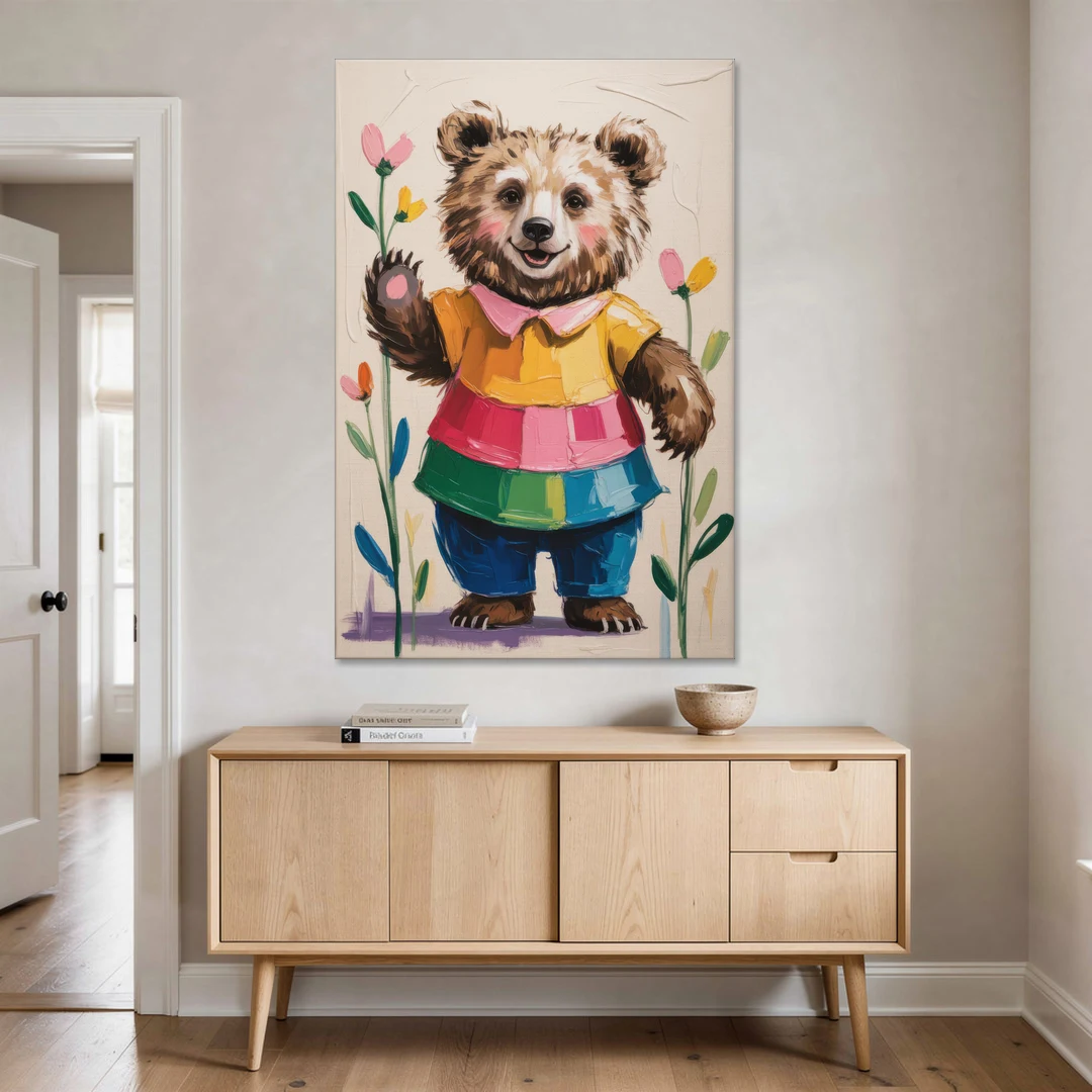 Cuddly Bear Nursery Rhyme - Canvas Wall Art - Coffee Table - 40x60