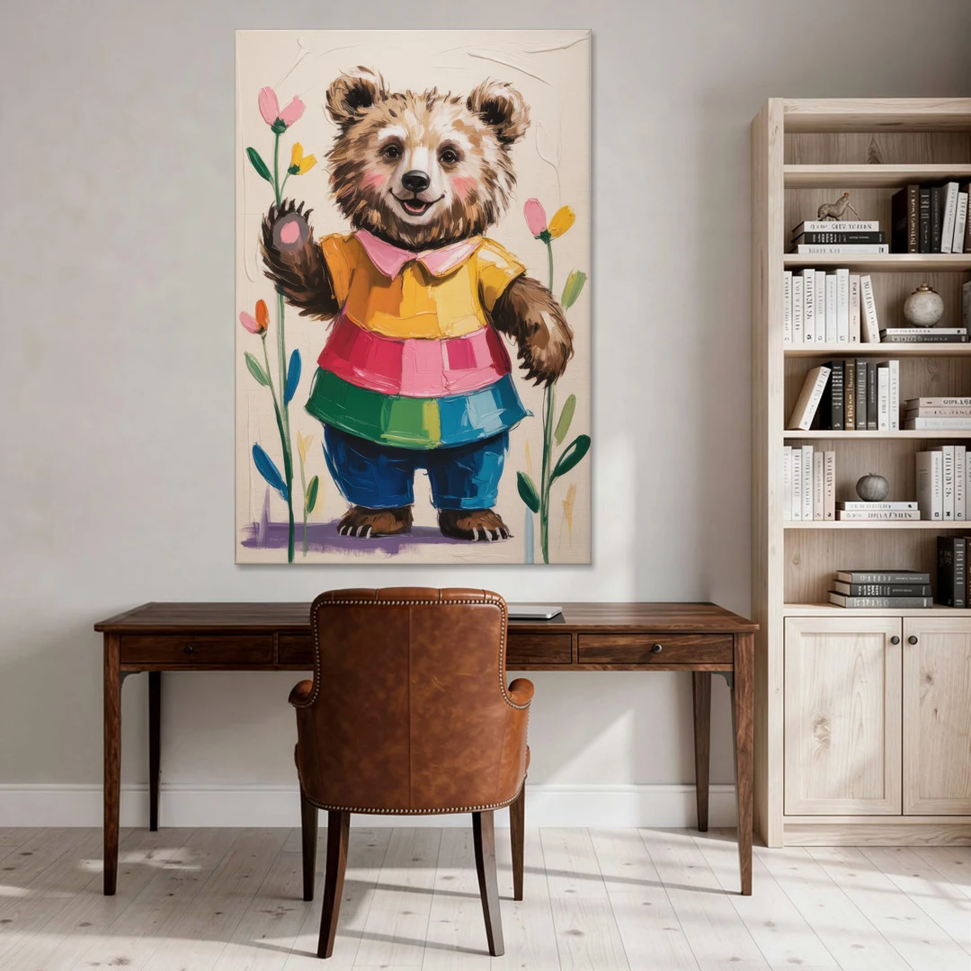 Cuddly Bear Nursery Rhyme - Canvas Wall Art - Office - 40x60