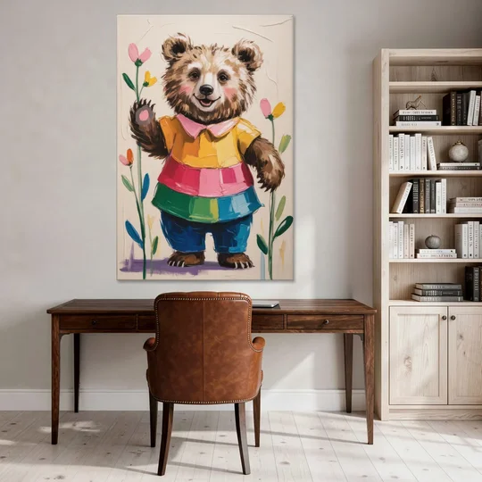 Cuddly Bear Nursery Rhyme - Canvas Wall Art - Office - 40x60