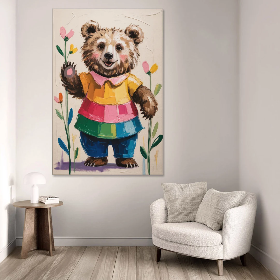 Cuddly Bear Nursery Rhyme - Canvas Wall Art - Sofa - 40x60