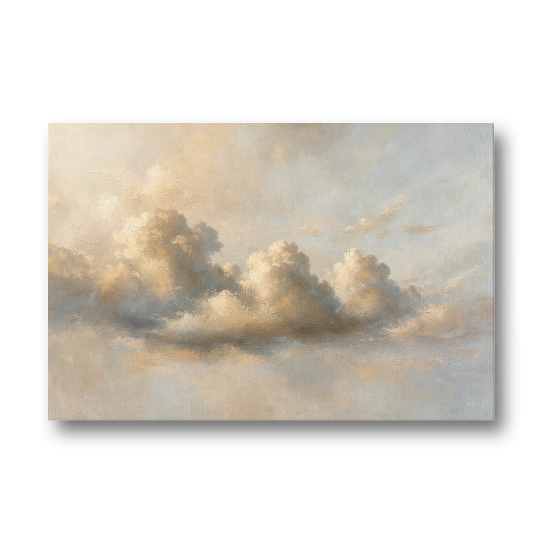 Cumulus Cloud Painting in Warm Sepia Light - Canvas Wall Art - Front