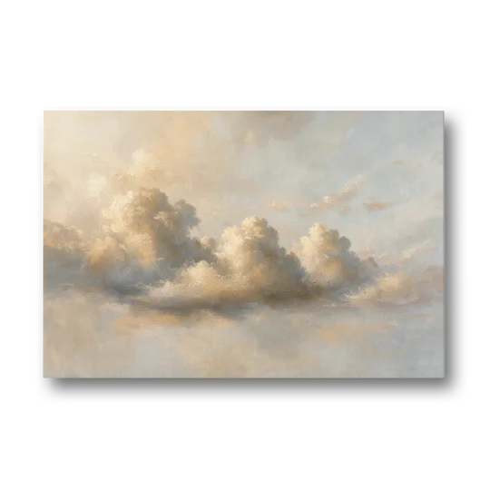 Cumulus Cloud Painting in Warm Sepia Light - Canvas Wall Art - Front