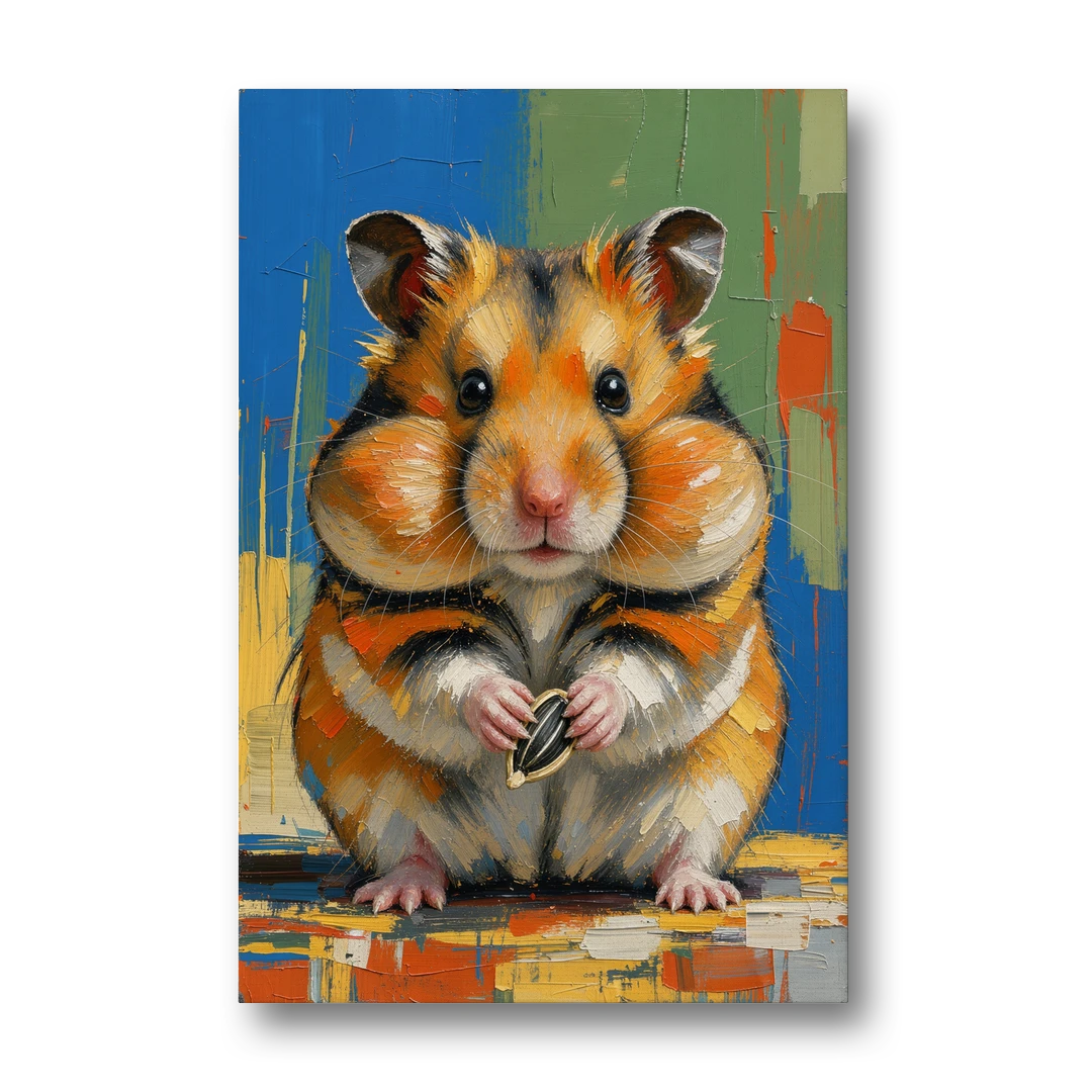 Cute Animal Wall Art of a Stuffed Cheek Hamster - Canvas Wall Art - Front