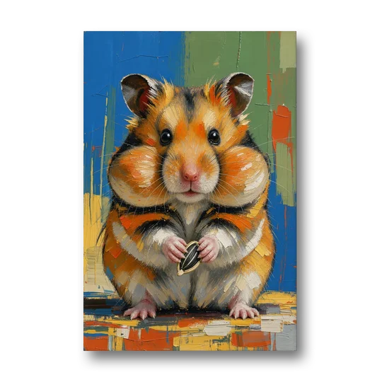 Cute Animal Wall Art of a Stuffed Cheek Hamster - Canvas Wall Art - Front