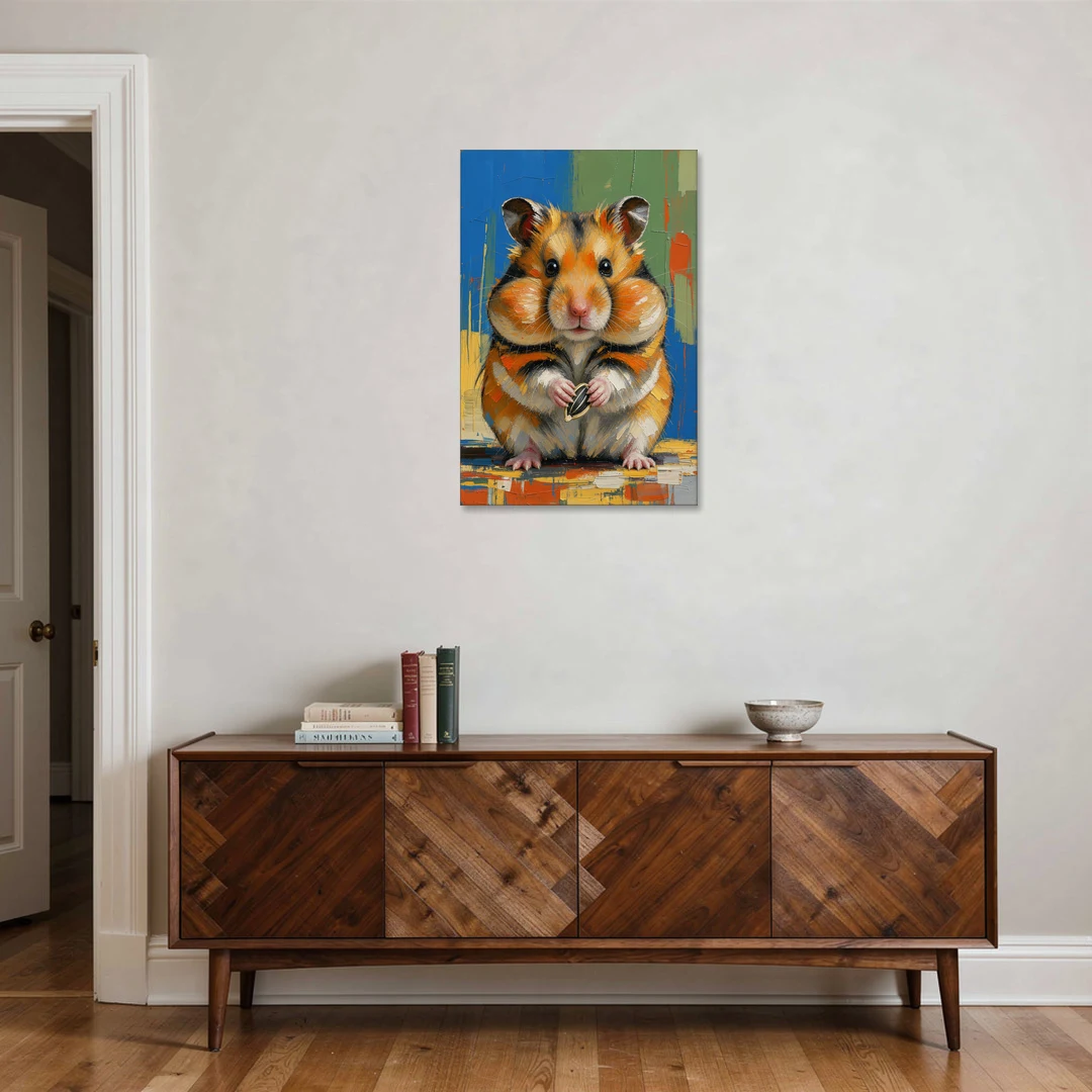 Cute Animal Wall Art of a Stuffed Cheek Hamster - Canvas Wall Art - Coffee Table - 24x36