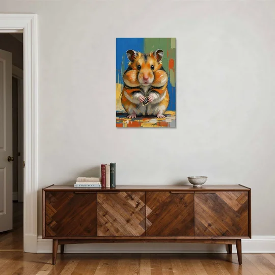 Cute Animal Wall Art of a Stuffed Cheek Hamster - Canvas Wall Art - Coffee Table - 24x36