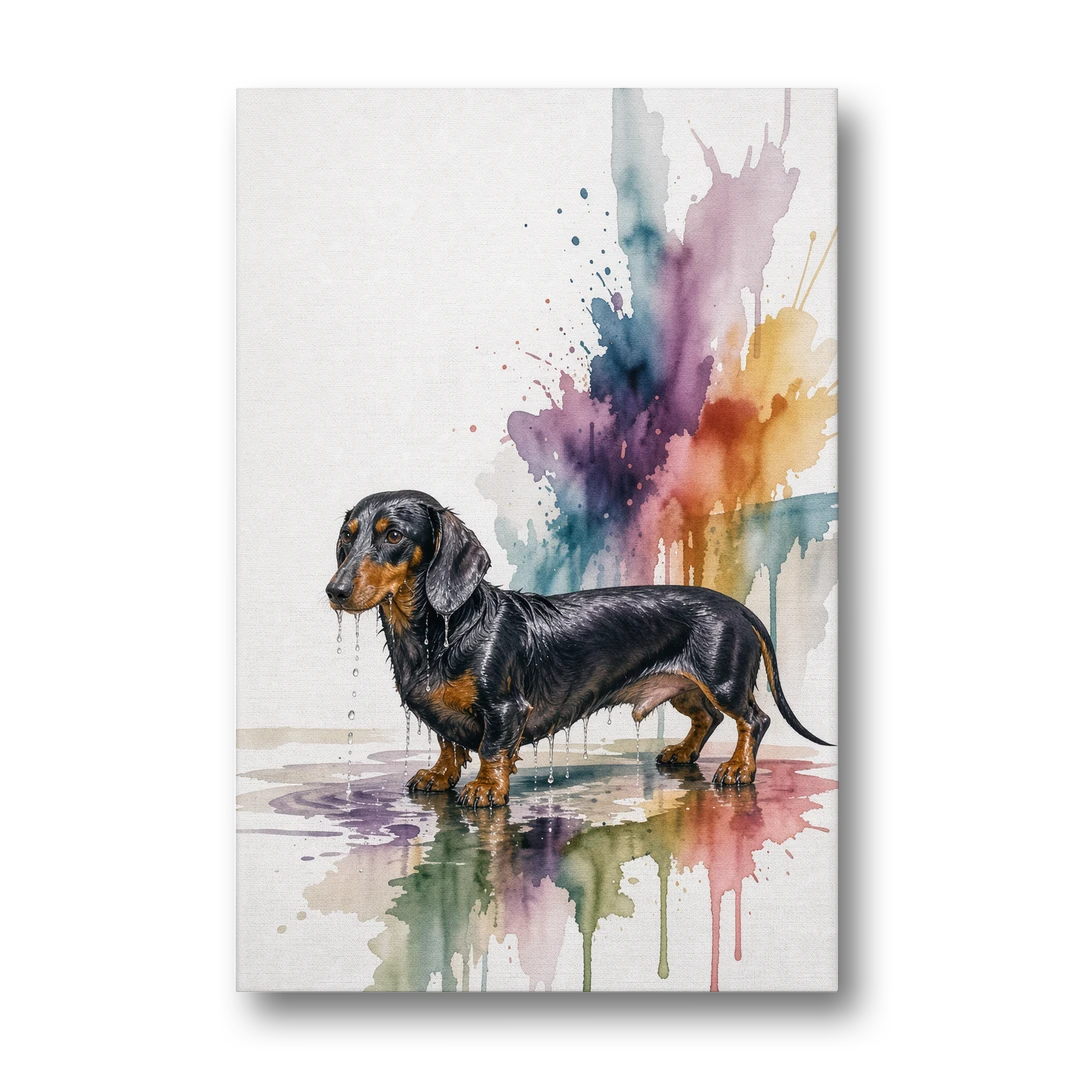 Dachshund Bathroom Wall Art Fresh from the Bath - Canvas Wall Art - Front