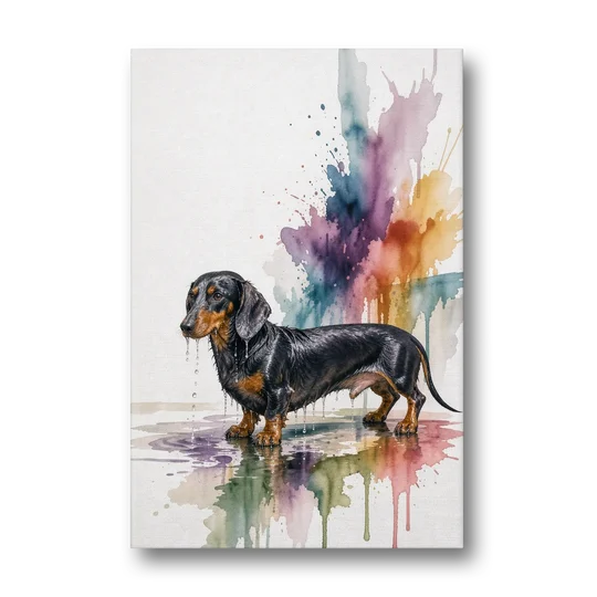 Dachshund Bathroom Wall Art Fresh from the Bath - Canvas Wall Art - Front