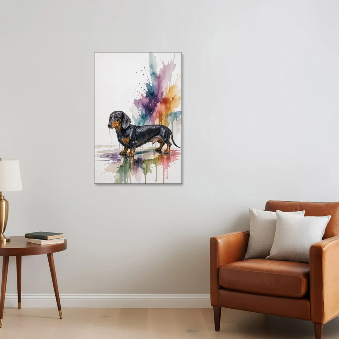 Dachshund Bathroom Wall Art Fresh from the Bath - Canvas Wall Art - Sofa - 24x36