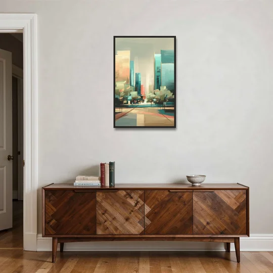 Dallas Arts District - Black Framed Canvas Wall Art - Coffee Table - 24x36
