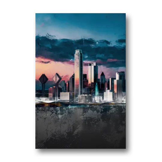 Dallas Cityscape Panorama - Canvas Wall Art - Front