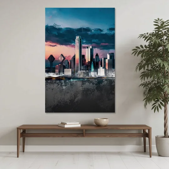 Dallas Cityscape Panorama - Canvas Wall Art - Coffee Table - 40x60