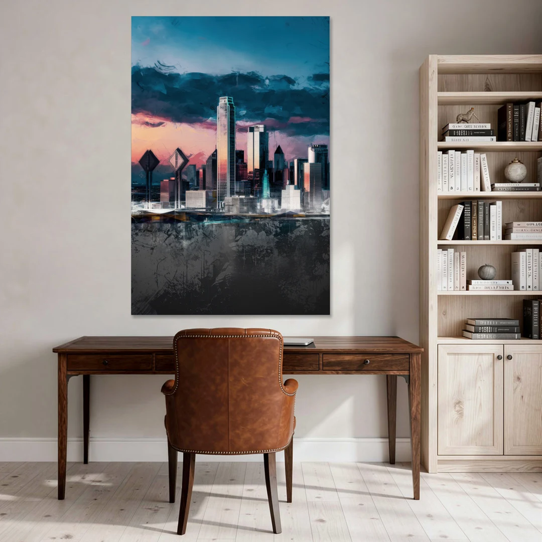 Dallas Cityscape Panorama - Canvas Wall Art - Office - 40x60
