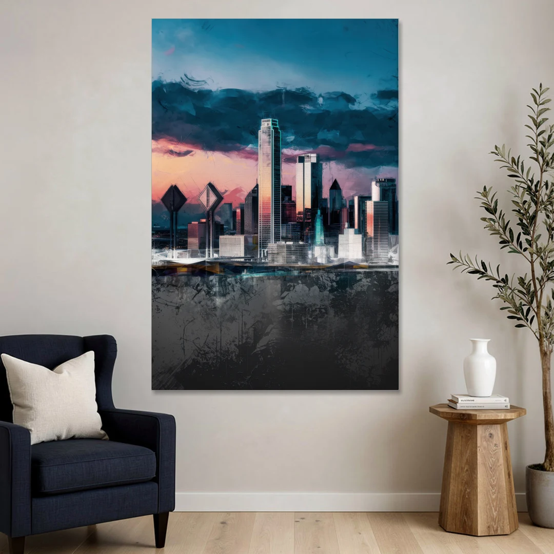 Dallas Cityscape Panorama - Canvas Wall Art - Sofa - 40x60