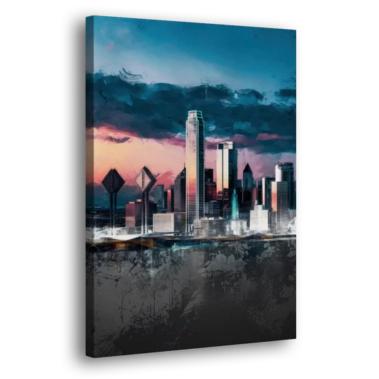 Dallas Cityscape Panorama - Canvas Wall Art - Side