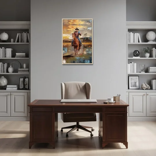 Dallas Cowboy Culture - Oak Framed Canvas Wall Art - Office - 24x36