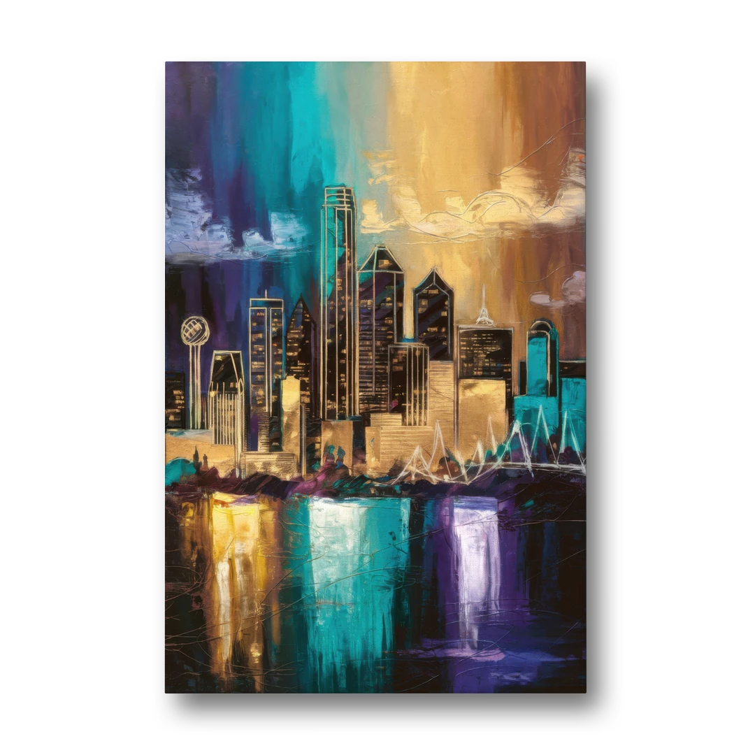 Dallas Iconic Skyline - Canvas Wall Art - Front