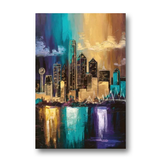 Dallas Iconic Skyline - Canvas Wall Art - Front